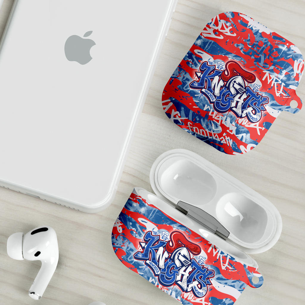 Newcastle Knights Rugby AirPods Case Graffiti Typography Urban Camo Abstract Street Style