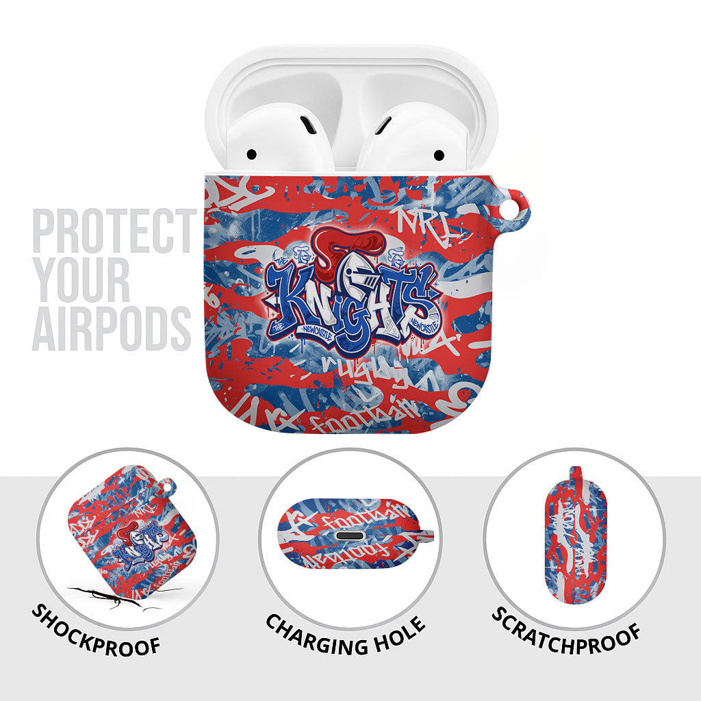 Newcastle Knights Rugby AirPods Case Graffiti Typography Urban Camo Abstract Street Style