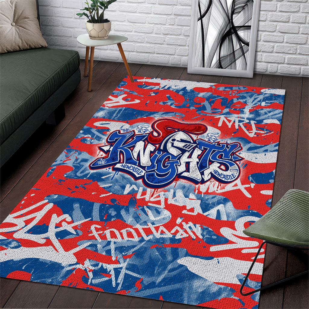 Newcastle Knights Rugby Area Rug Graffiti Typography Urban Camo Abstract Street Style