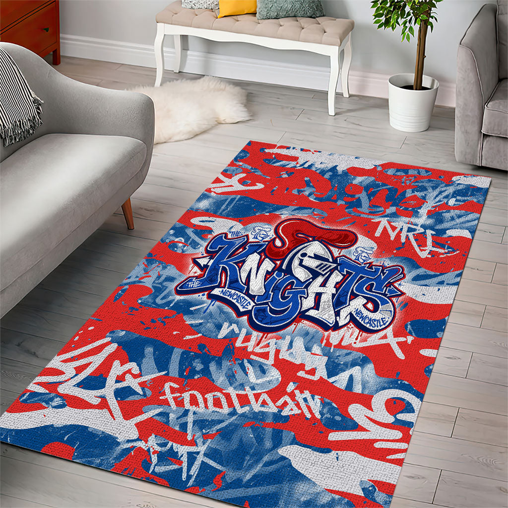 Newcastle Knights Rugby Area Rug Graffiti Typography Urban Camo Abstract Street Style