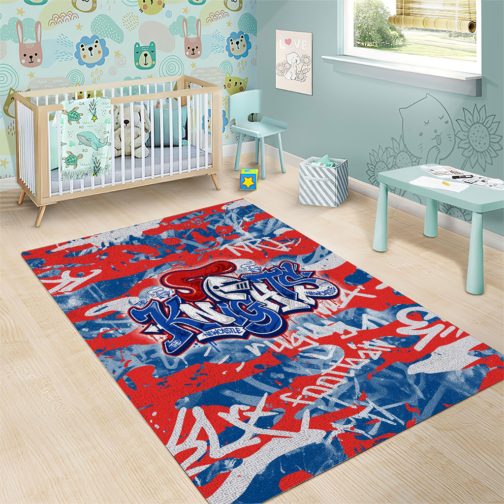 Newcastle Knights Rugby Area Rug Graffiti Typography Urban Camo Abstract Street Style