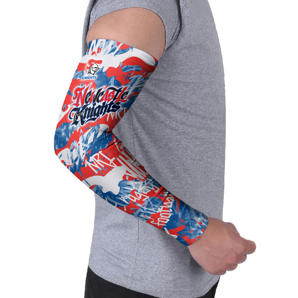 Newcastle Knights Rugby Arm Sleeves Graffiti Typography Urban Camo Abstract Street Style