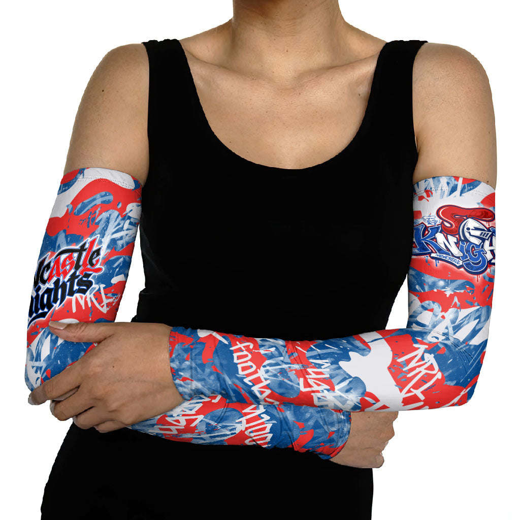 Newcastle Knights Rugby Arm Sleeves Graffiti Typography Urban Camo Abstract Street Style