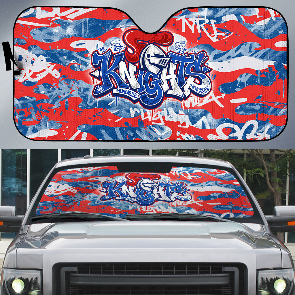 Newcastle Knights Rugby Auto Sun Shade Graffiti Typography Urban Camo Abstract Street Style