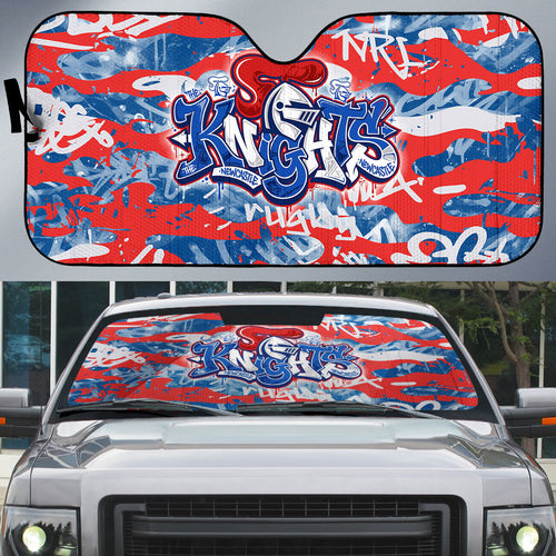 Newcastle Knights Rugby Auto Sun Shade Graffiti Typography Urban Camo Abstract Street Style