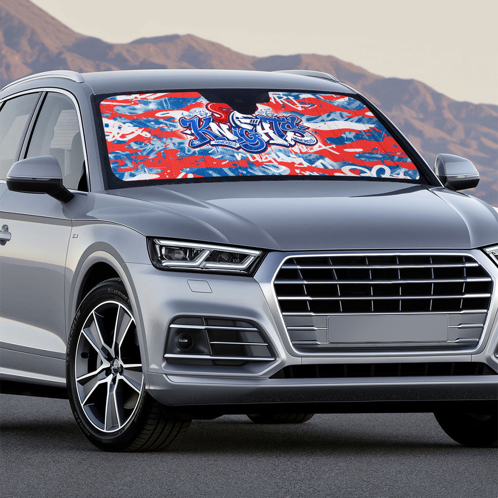 Newcastle Knights Rugby Auto Sun Shade Graffiti Typography Urban Camo Abstract Street Style
