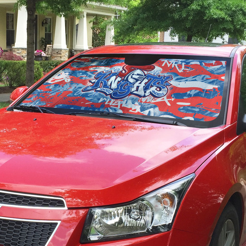 Newcastle Knights Rugby Auto Sun Shade Graffiti Typography Urban Camo Abstract Street Style