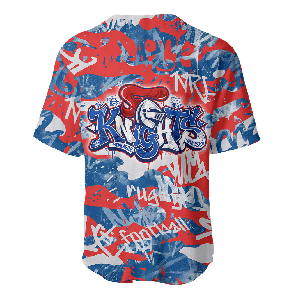 Newcastle Knights Rugby Baseball Jersey Graffiti Typography Urban Camo Abstract Street Style