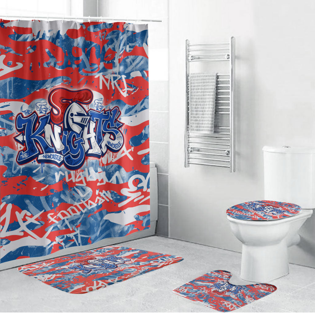 Newcastle Knights Rugby Bathroom Set Graffiti Typography Urban Camo Abstract Street Style