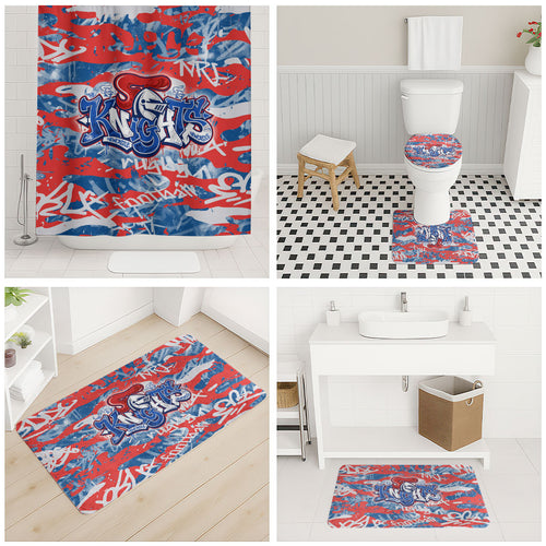 Newcastle Knights Rugby Bathroom Set Graffiti Typography Urban Camo Abstract Street Style