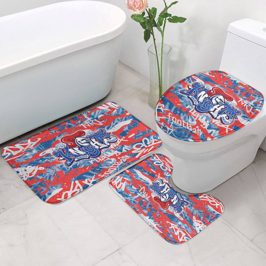 Newcastle Knights Rugby Bathroom Set Graffiti Typography Urban Camo Abstract Street Style