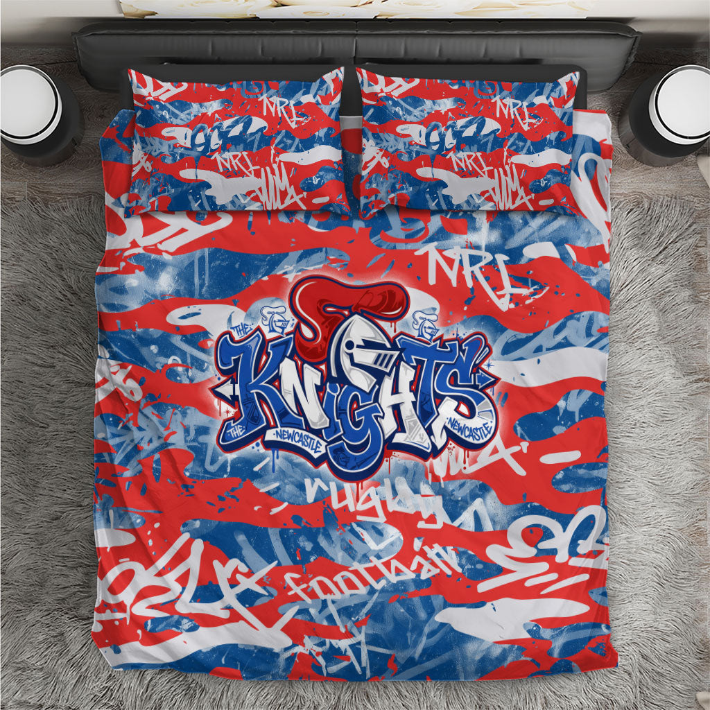 Newcastle Knights Rugby Bedding Set Graffiti Typography Urban Camo Abstract Street Style