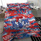 Newcastle Knights Rugby Bedding Set Graffiti Typography Urban Camo Abstract Street Style