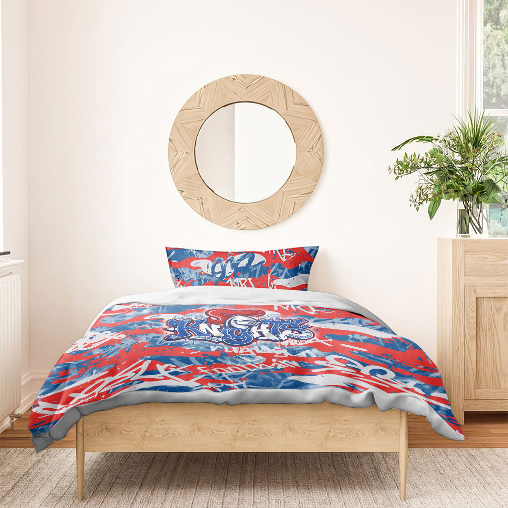 Newcastle Knights Rugby Bedding Set Graffiti Typography Urban Camo Abstract Street Style