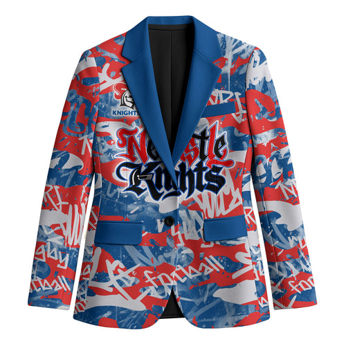 Newcastle Knights Rugby Blazer Graffiti Typography Urban Camo Abstract Street Style