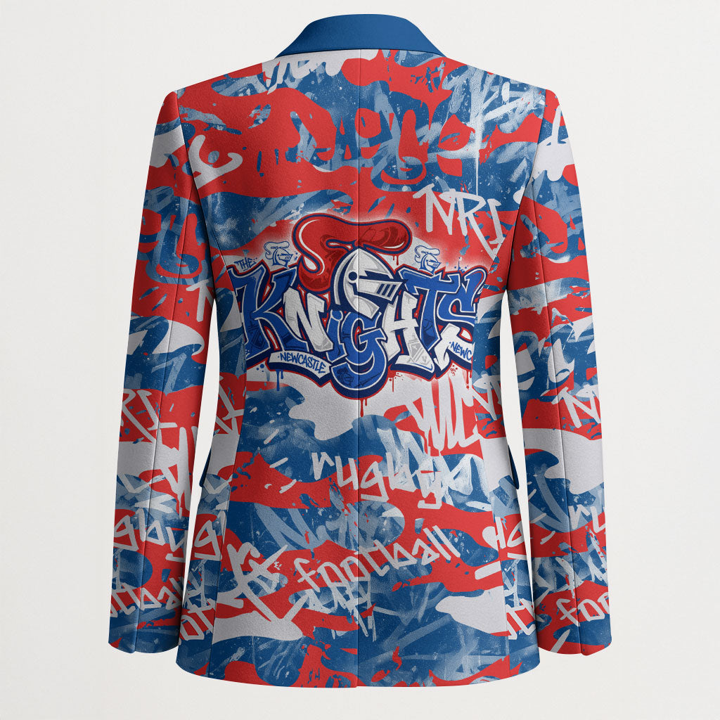 Newcastle Knights Rugby Blazer Graffiti Typography Urban Camo Abstract Street Style