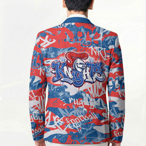 Newcastle Knights Rugby Blazer Graffiti Typography Urban Camo Abstract Street Style