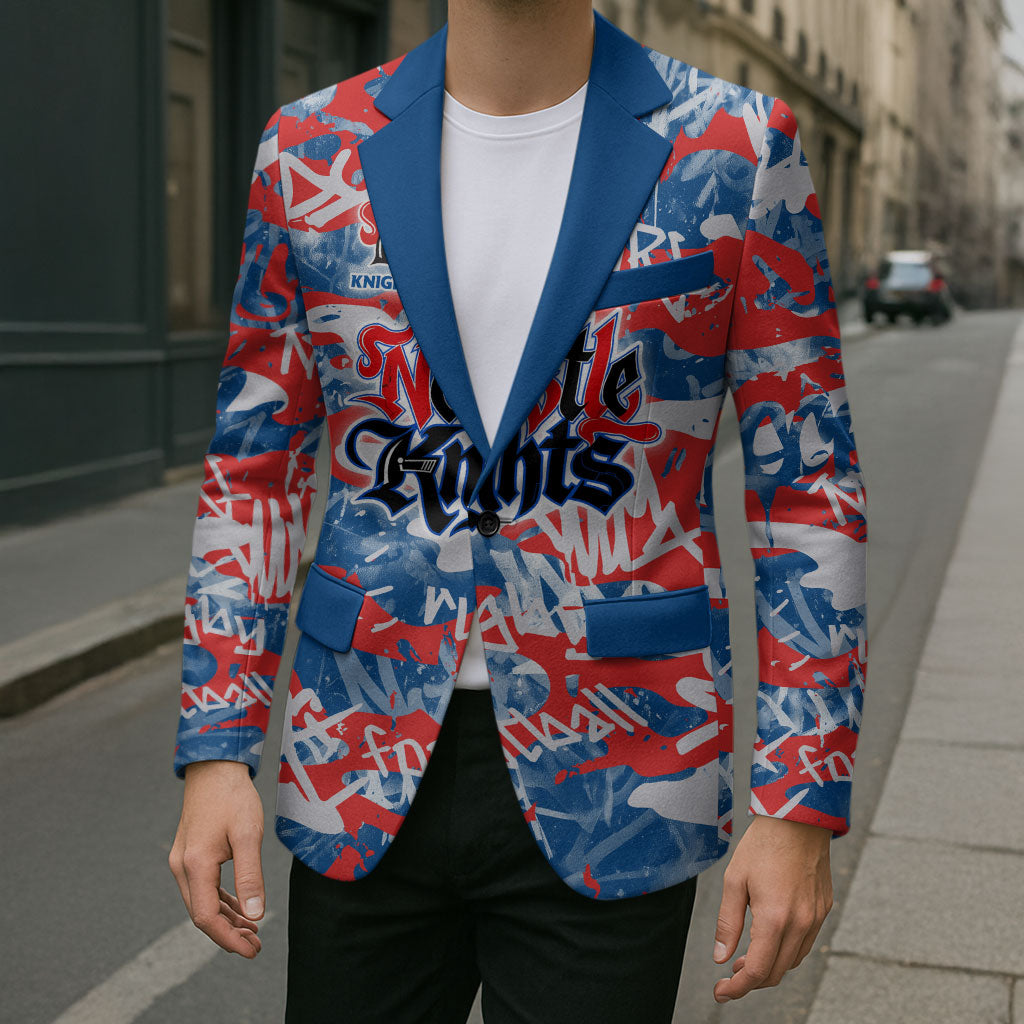 Newcastle Knights Rugby Blazer Graffiti Typography Urban Camo Abstract Street Style