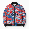 Newcastle Knights Rugby Bomber Puffer Jacket Graffiti Typography Urban Camo Abstract Street Style