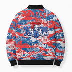 Newcastle Knights Rugby Bomber Puffer Jacket Graffiti Typography Urban Camo Abstract Street Style