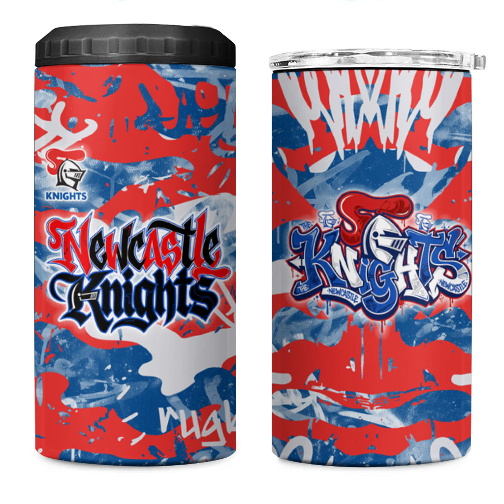 Newcastle Knights Rugby 4 in 1 Can Cooler Tumbler Graffiti Typography Urban Camo Abstract Street Style