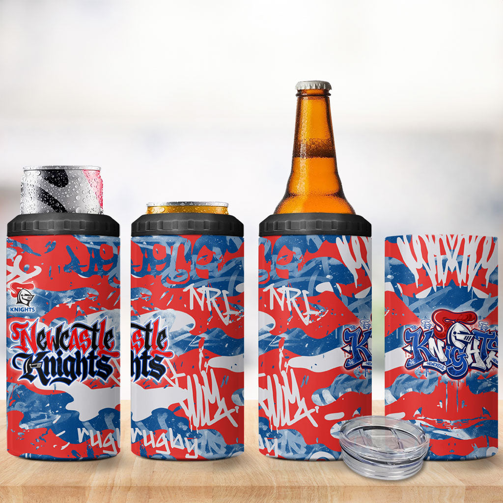 Newcastle Knights Rugby 4 in 1 Can Cooler Tumbler Graffiti Typography Urban Camo Abstract Street Style