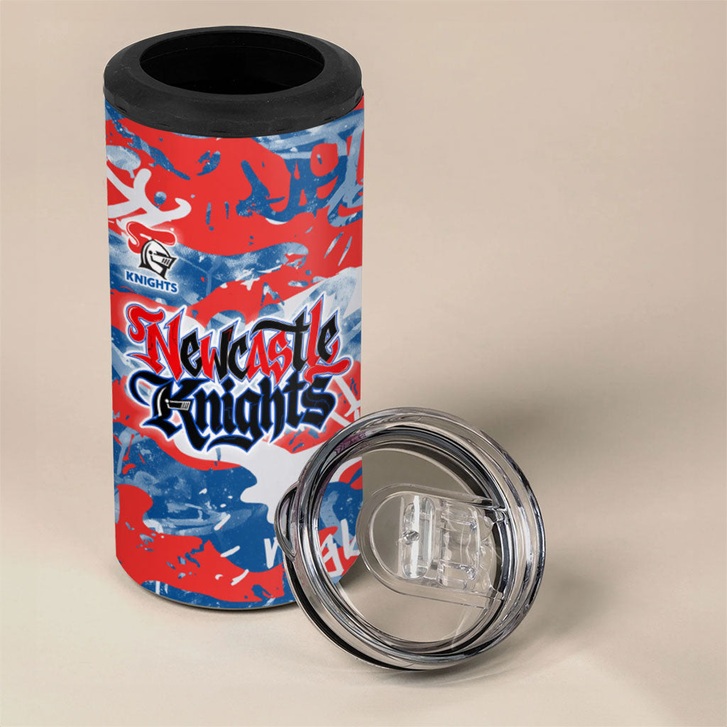 Newcastle Knights Rugby 4 in 1 Can Cooler Tumbler Graffiti Typography Urban Camo Abstract Street Style