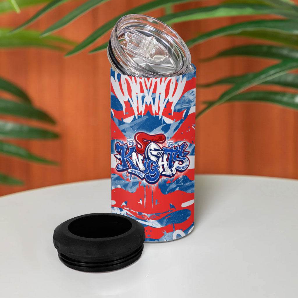 Newcastle Knights Rugby 4 in 1 Can Cooler Tumbler Graffiti Typography Urban Camo Abstract Street Style