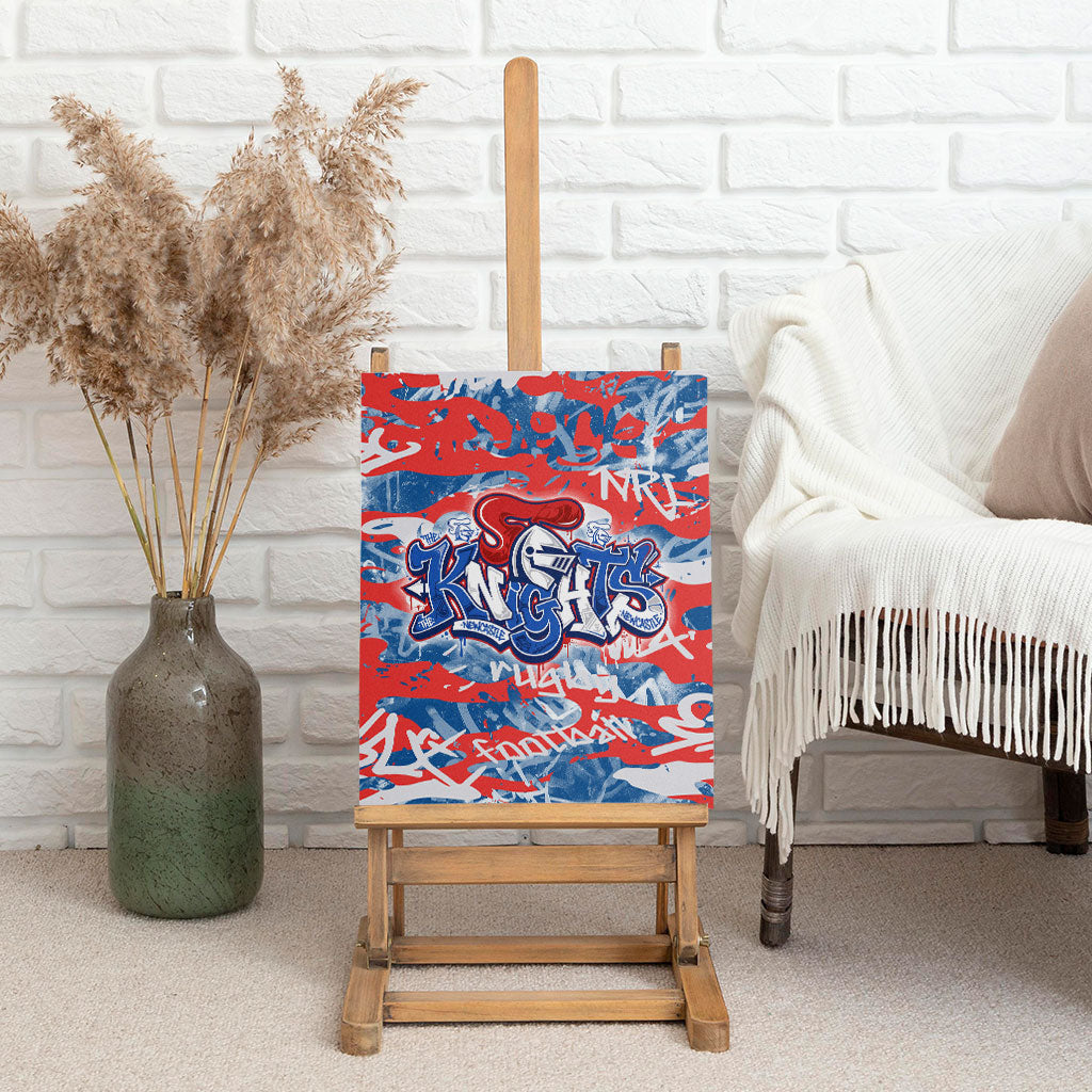 Newcastle Knights Rugby Canvas Wall Art Graffiti Typography Urban Camo Abstract Street Style
