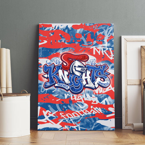 Newcastle Knights Rugby Canvas Wall Art Graffiti Typography Urban Camo Abstract Street Style