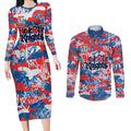 Newcastle Knights Rugby Couples Matching Long Sleeve Bodycon Dress and Long Sleeve Button Shirt Graffiti Typography Urban Camo Abstract Street Style