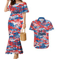 Newcastle Knights Rugby Couples Matching Mermaid Dress and Hawaiian Shirt Graffiti Typography Urban Camo Abstract Street Style