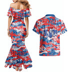 Newcastle Knights Rugby Couples Matching Mermaid Dress and Hawaiian Shirt Graffiti Typography Urban Camo Abstract Street Style
