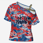 Newcastle Knights Rugby Cross Shoulder Shirt Graffiti Typography Urban Camo Abstract Street Style
