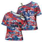 Newcastle Knights Rugby Cross Shoulder Shirt Graffiti Typography Urban Camo Abstract Street Style
