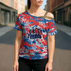 Newcastle Knights Rugby Cross Shoulder Shirt Graffiti Typography Urban Camo Abstract Street Style