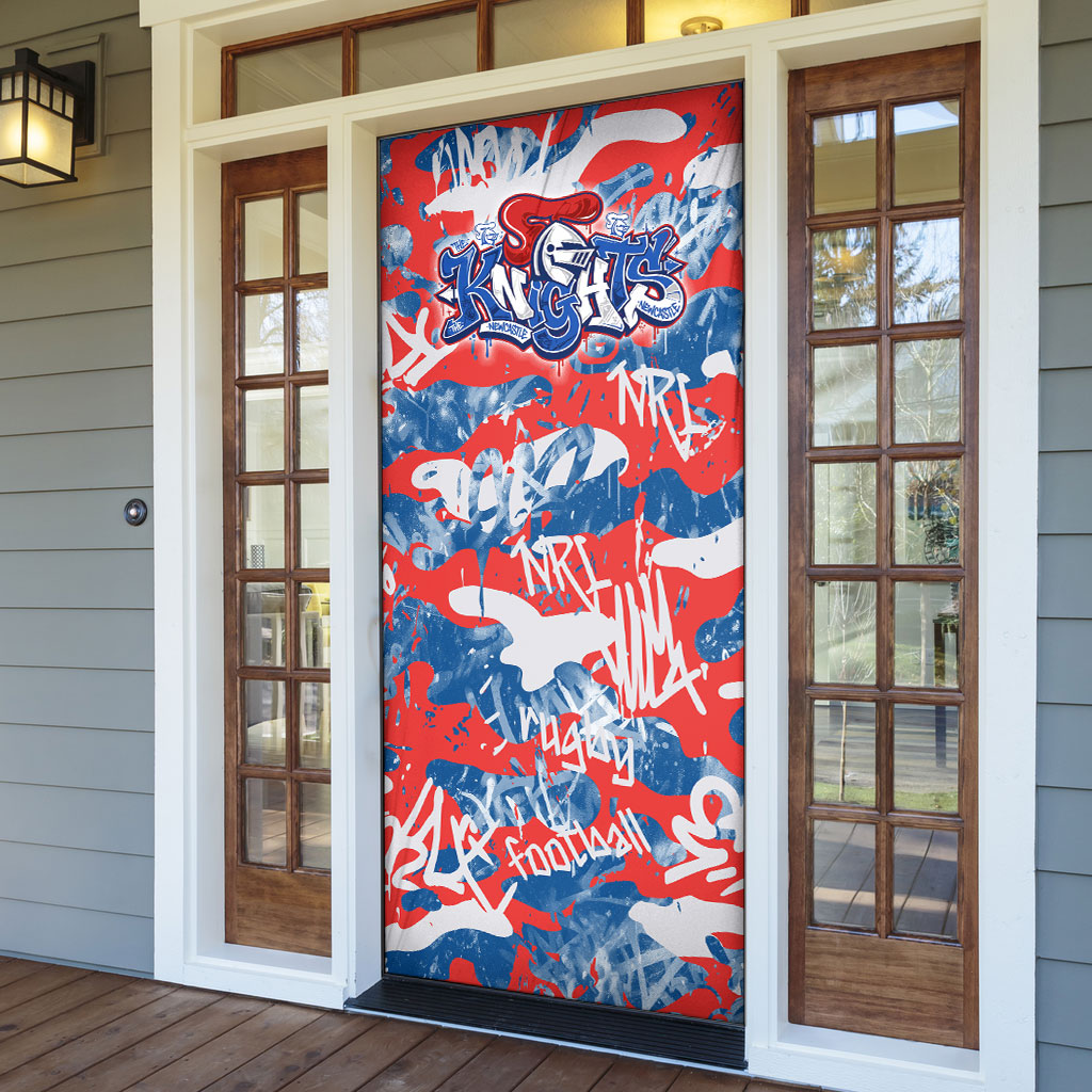 Newcastle Knights Rugby Door Cover Graffiti Typography Urban Camo Abstract Street Style