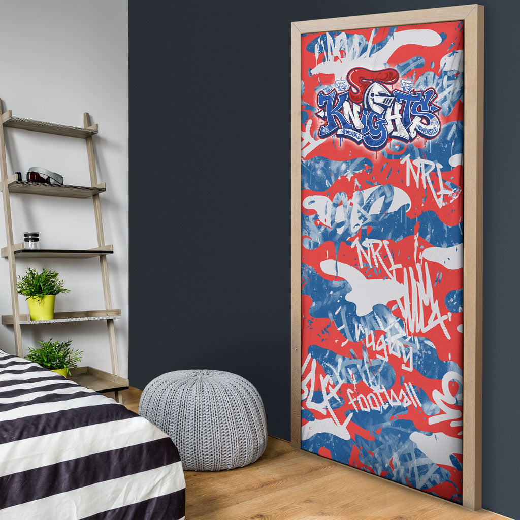 Newcastle Knights Rugby Door Cover Graffiti Typography Urban Camo Abstract Street Style