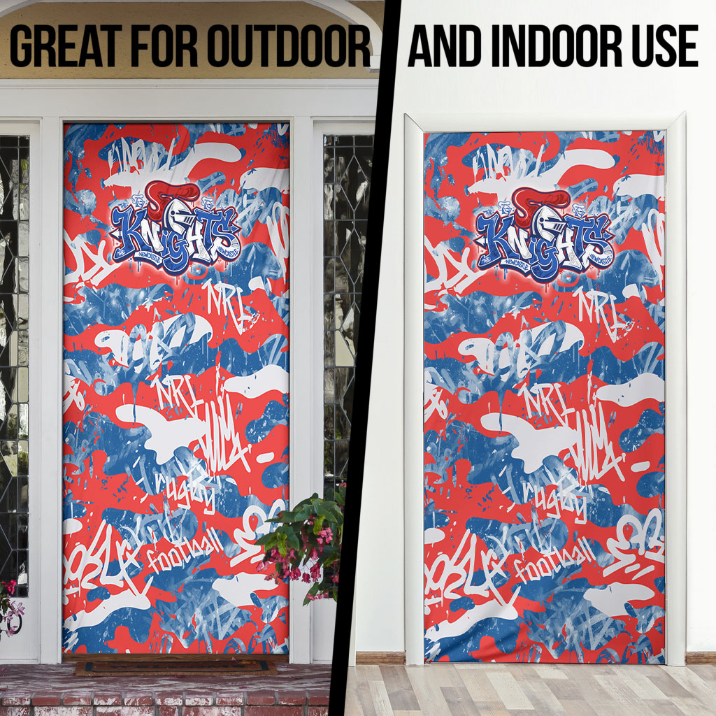 Newcastle Knights Rugby Door Cover Graffiti Typography Urban Camo Abstract Street Style
