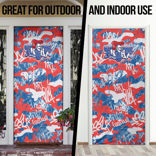 Newcastle Knights Rugby Door Cover Graffiti Typography Urban Camo Abstract Street Style