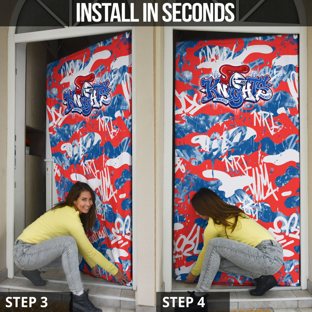 Newcastle Knights Rugby Door Cover Graffiti Typography Urban Camo Abstract Street Style