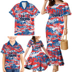 Newcastle Knights Rugby Family Matching Mermaid Dress and Hawaiian Shirt Graffiti Typography Urban Camo Abstract Street Style