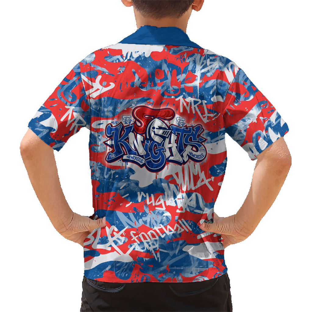 Newcastle Knights Rugby Family Matching Mermaid Dress and Hawaiian Shirt Graffiti Typography Urban Camo Abstract Street Style