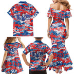 Newcastle Knights Rugby Family Matching Mermaid Dress and Hawaiian Shirt Graffiti Typography Urban Camo Abstract Street Style