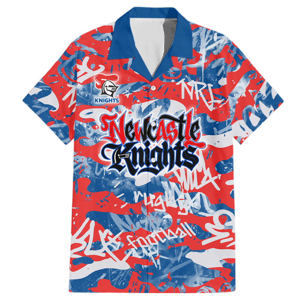 Newcastle Knights Rugby Family Matching Mermaid Dress and Hawaiian Shirt Graffiti Typography Urban Camo Abstract Street Style