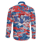 Newcastle Knights Rugby Family Matching Off Shoulder Maxi Dress and Hawaiian Shirt Graffiti Typography Urban Camo Abstract Street Style