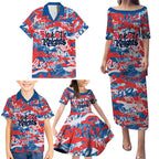 Newcastle Knights Rugby Family Matching Puletasi and Hawaiian Shirt Graffiti Typography Urban Camo Abstract Street Style