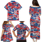 Newcastle Knights Rugby Family Matching Puletasi and Hawaiian Shirt Graffiti Typography Urban Camo Abstract Street Style