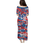 Newcastle Knights Rugby Family Matching Puletasi and Hawaiian Shirt Graffiti Typography Urban Camo Abstract Street Style