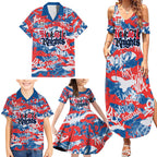 Newcastle Knights Rugby Family Matching Summer Maxi Dress and Hawaiian Shirt Graffiti Typography Urban Camo Abstract Street Style